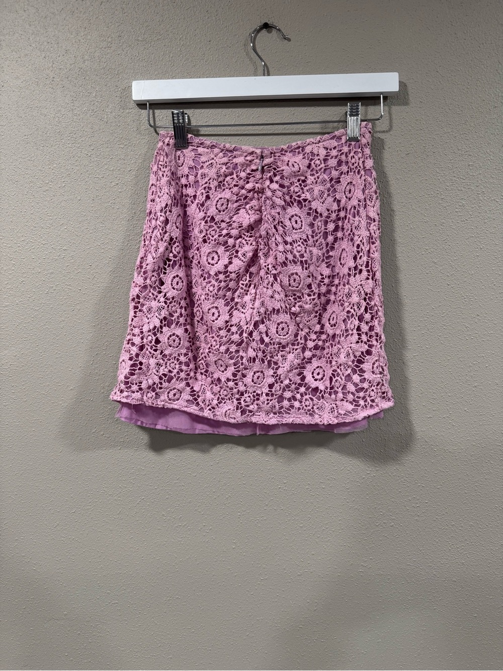 Sherri Hill Lavender Crochet Lace Mini Dress with Tassel Trim - Picture 7 of 8